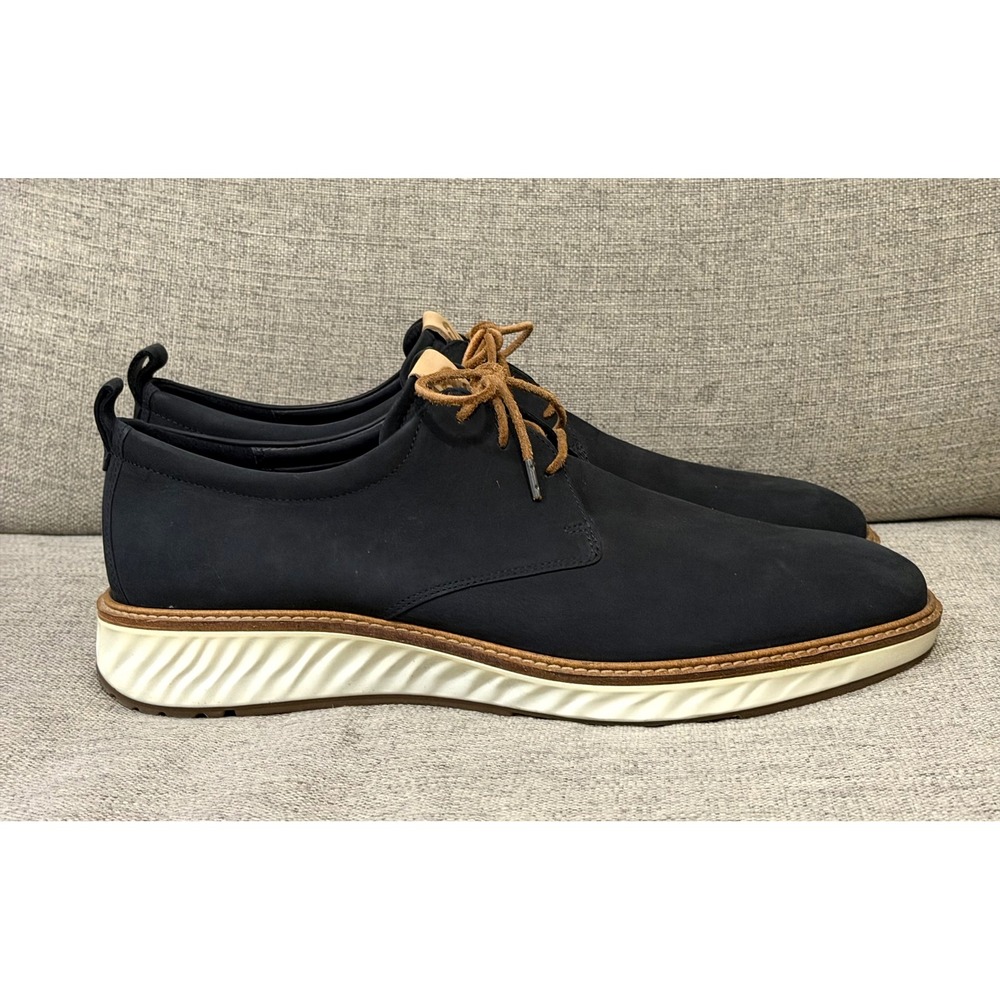 ECCO ST.1 Hybrid Lite Plain Toe Derby Shoes Navy Nubuck Mens 13 Made in Portugal